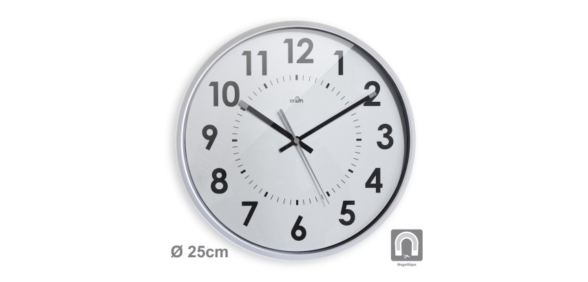 Horloge murale aimantée Ø 25 cm - À quartz