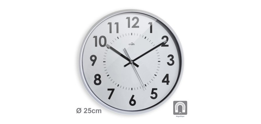 Horloge murale aimantée Ø 25 cm - À quartz