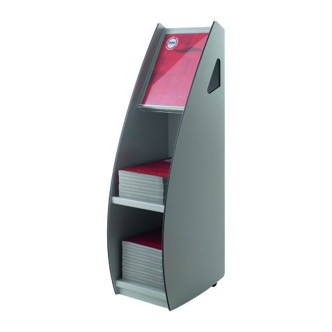 Mobile dispensing display 2 shelves and 1 case for 2 documents in size A4