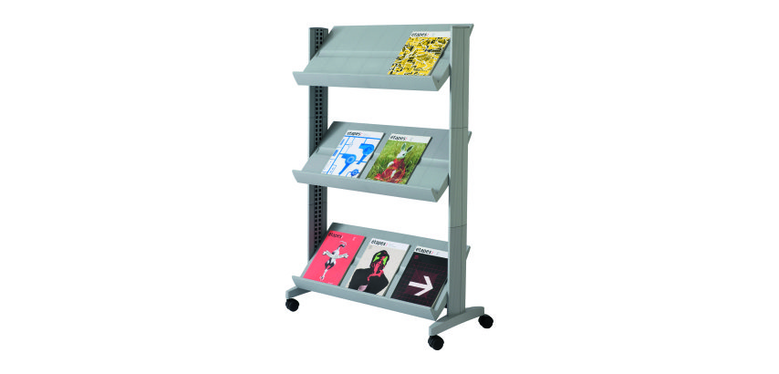 Universal mobile display low model for 9 documents in A3 silver Paperflow