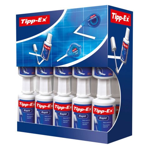 Pack de 15 correcteurs liquide blanc Tipp-Ex Rapid - Flacon de 20 ml + 5 offerts