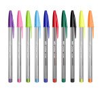 Stylo bille Bic Cristal Multicolour écriture large - Pochette de 15 couleurs assorties