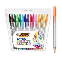 Bolígrafo Bic Cristal Multicolour escritura gruesa - Paquete de 15 colores surtidos