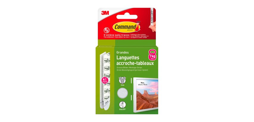 Klebestreifen Command 3M Größe L bis 7,2 kg - Blister von 4 x 2 Stück