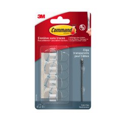 Transparante kabelclips 3M Command™ - blister van 4 clips en 5 strips