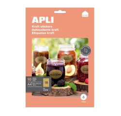 Etiquetas de papel kraft ovaladas Apli 63,5 x 42,3 mm- Paquete de 10 hojas