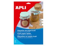 Etiquetas de papel kraft Apli A4 210 x 297 mm- Paquete de 10 hojas