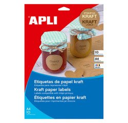Etiquetas de papel kraft Apli A4 210 x 297 mm- Paquete de 10 hojas