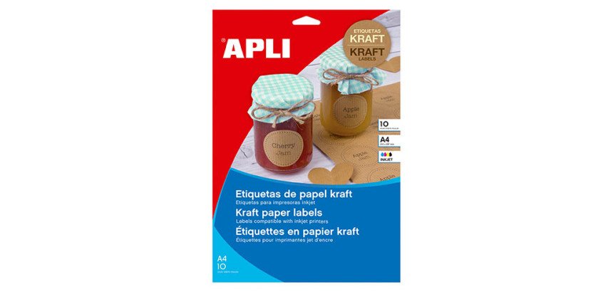 Etiquetas de papel kraft Apli A4 210 x 297 mm- Paquete de 10 hojas