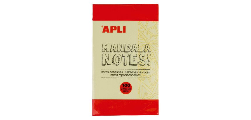 Notas adhesivas con mandala amarillo pastel Apli 125 x 75 mm