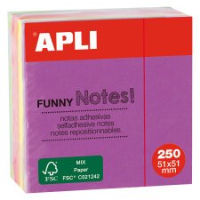 Cubo de notas adhesivas tonos brillantes Apli 51 x 51 mm