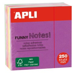 Cubo de notas adhesivas tonos brillantes Apli 51 x 51 mm