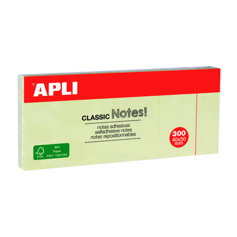 Notas adhesivas amarillas Apli 40 x 50 mm - bloc de 100 hojas