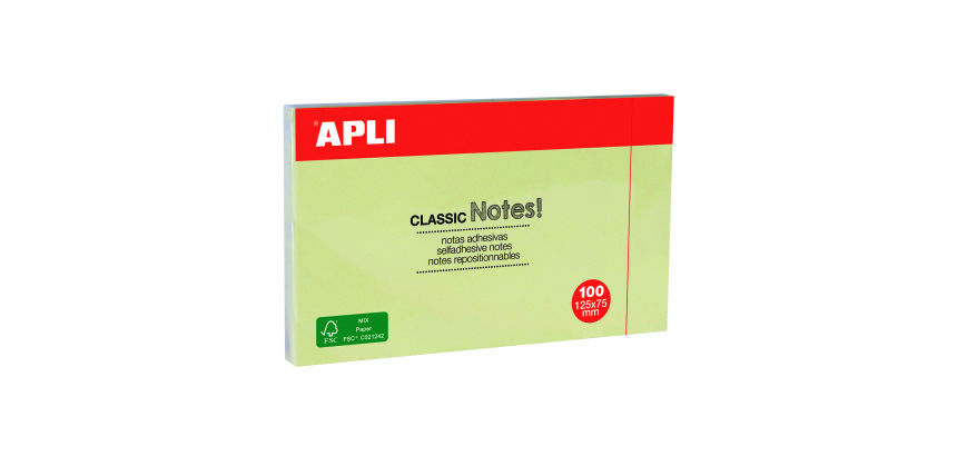 Notas adhesivas amarillas Apli - bloc de 100 hojas