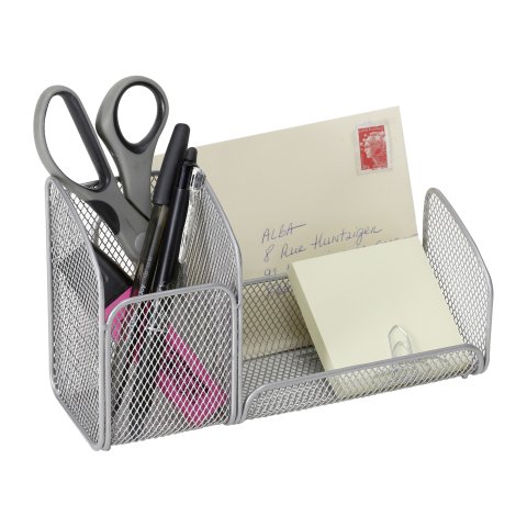 Organizador de escritorio de 3 compartimentos MESHTRI - Metal gris
