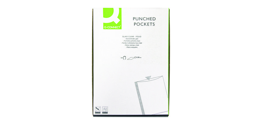 Fundas multitaladro de polipropileno extra liso 80 micras Folio Qconnect - Caja de 100