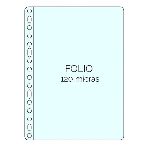 Fundas multitaladro de polipropileno extra liso Folio 120 micras Qconnect - Bolsa de 10