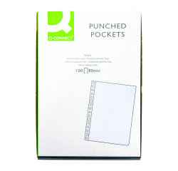 Fundas multitaladro de polipropileno rugoso Folio 80 micras Qconnect  Caja de 100