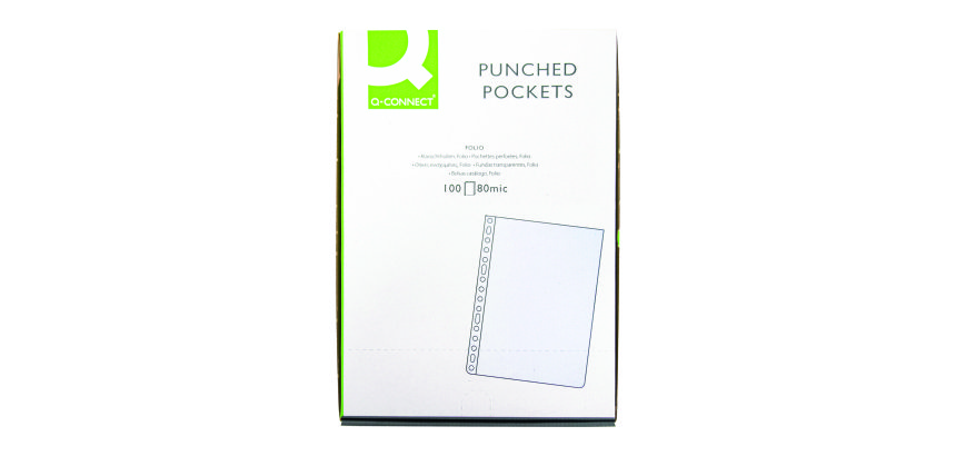 Fundas multitaladro de polipropileno rugoso Folio 80 micras Qconnect  Caja de 100