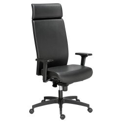 Fauteuil de bureau Warren cuir - avec accoudoirs, appui-tête et réglage profondeur d’assise - Mécanisme Synchrone + réglage profondeur d’assise