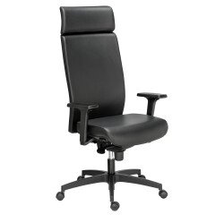 Office chair Warren leather - with armrests, headrest and seat depth adjustment - Synchronous Mechanism + seat depth adjustment