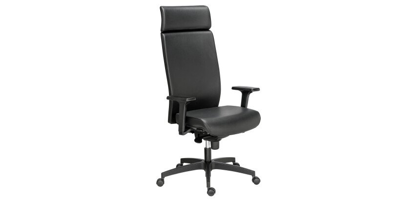 Office chair Warren leather - with armrests, headrest and seat depth adjustment - Synchronous Mechanism + seat depth adjustment