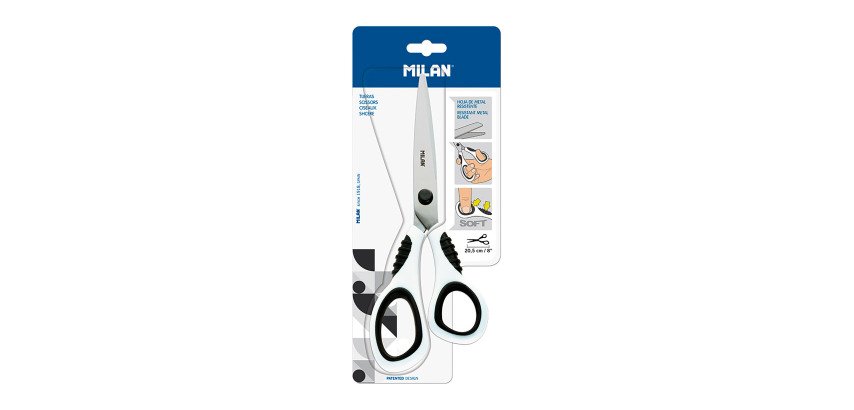 Tijeras de punta grip MILAN 20,5 cm blanco