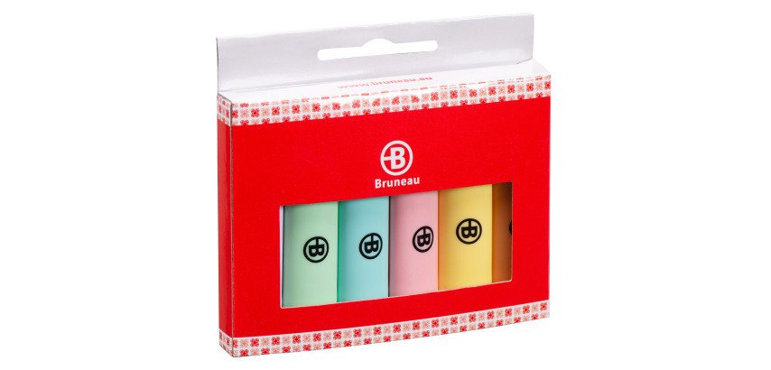 Bruneau Textmarker in Pastellfarben - Set mit 6 Stück