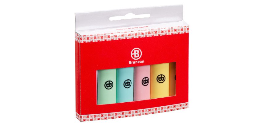 Surligneur Bruneau couleurs assorties pastel - Pochette de 6