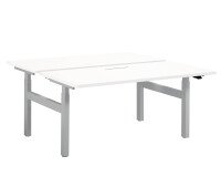 Height-adjustable Ergomaxx sit-stand desk cluster with electric height adjustment and top access