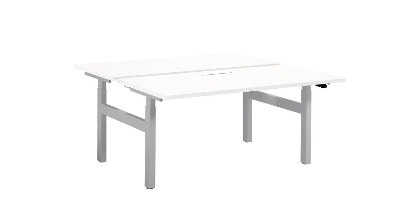 Pôle de 2 bureaux assis debout à réglage électrique L 160 cm Up & Up blanc