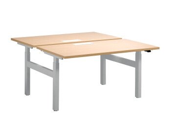 Pôle de 2 bureaux réglables Ergomaxx chêne clair L 140 cm