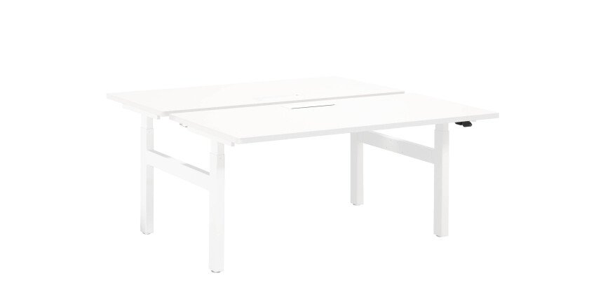 Pôle de 2 bureaux assis debout à réglage électrique L 160 cm Up & Up blanc