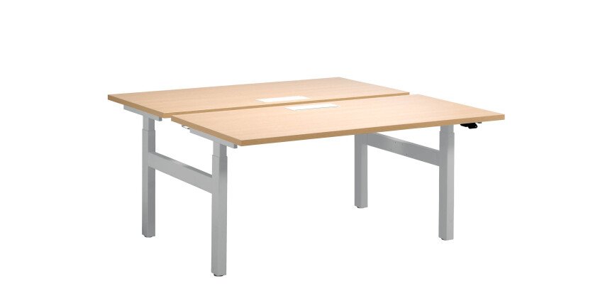 Pôle de 2 bureaux assis debout à réglage électrique chêne clair L 160 x P 80 cm - Up & Up