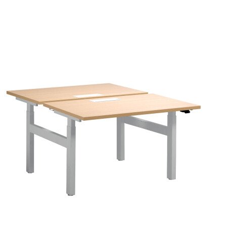 Pôle de 2 bureaux assis debout à réglage électrique chêne clair L 120 x P 80 cm - Up & Up