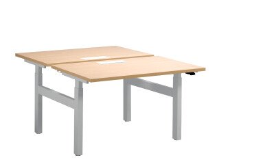 Eiland 2 aanpasbare werkposten lichte eik Ergomaxx B 120 cm