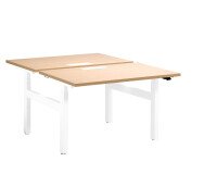 Isle 2 adaptable desks light oak with white undercarriage Ergomaxx W 120 cm 