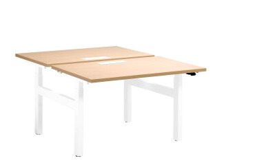 Pôle de 2 bureaux réglables chêne clair Ergomaxx L 120 cm