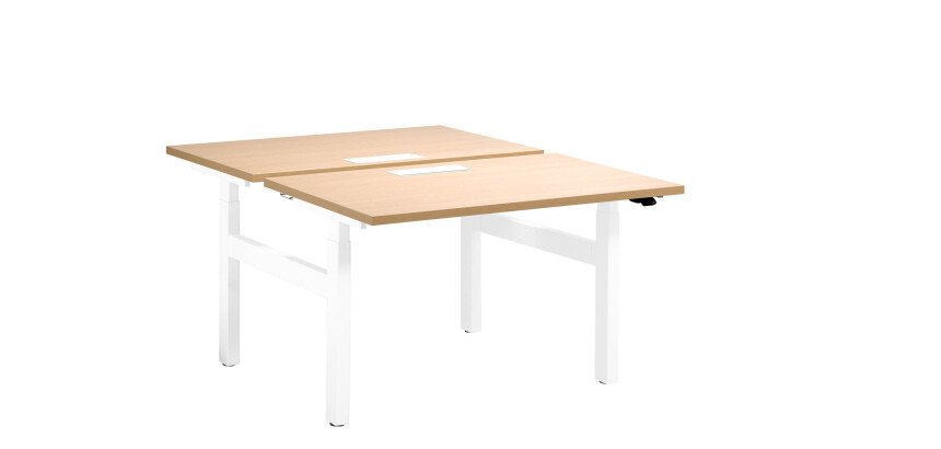 Isle 2 adaptable desks light oak Ergomaxx W 120 cm 