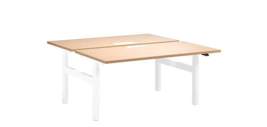 Pôle de 2 bureaux assis-debout Ergomaxx réglage électrique en hauteur avec top access