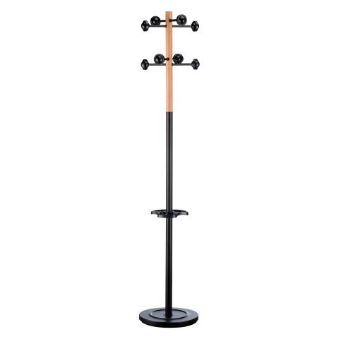 Perchero recepción metal negro-haya