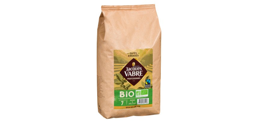 Café en grain Jacques Vabre récolte bio- paquet de 1 kg