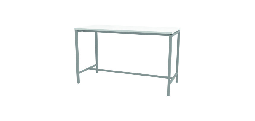 Table haute Boxy H 107 x L 180 x 80 cm blanc piètement métal