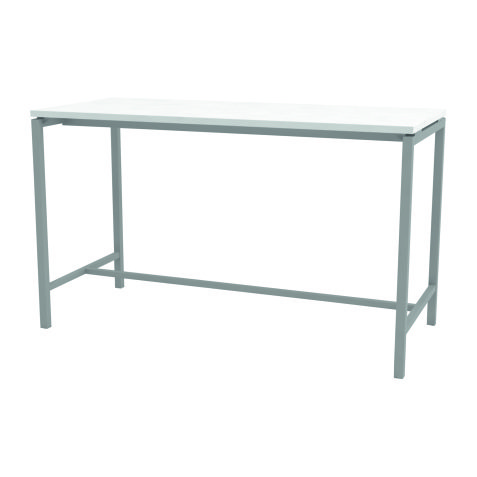 Table haute Boxy H 107 x L 180 x 80 cm blanc piètement métal
