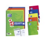 Cuadernos tapa blanda folio 80 hojas 4x4 colores vivos Oxford - Pack 4 +1 GRATIS