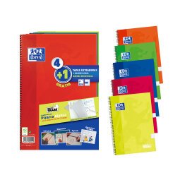 Cuadernos Write&erase tapa dura Fº 80 hojas 4x4 colores vivos Oxford - Pack 4 + 1 GRATIS