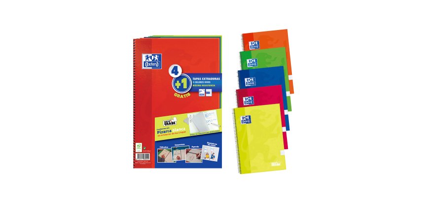 Cuadernos Write&erase tapa dura Fº 80 hojas 4x4 colores vivos Oxford - Pack 4 + 1 GRATIS