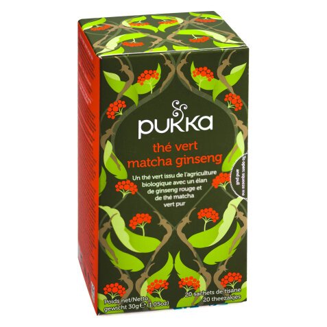 Thé vert Matcha Ginseng Bio Pukka - Boîte de 20 sachets