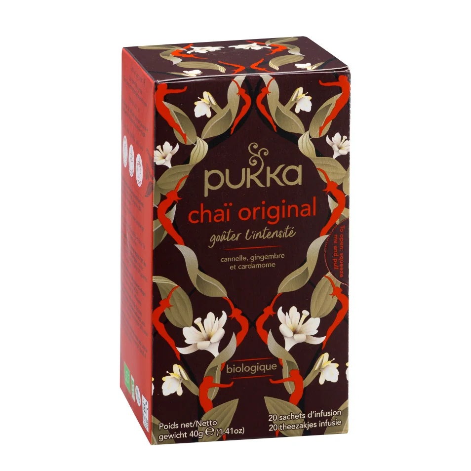 Thé noir Chai original Bio Pukka - Boîte de 20 sachets sur