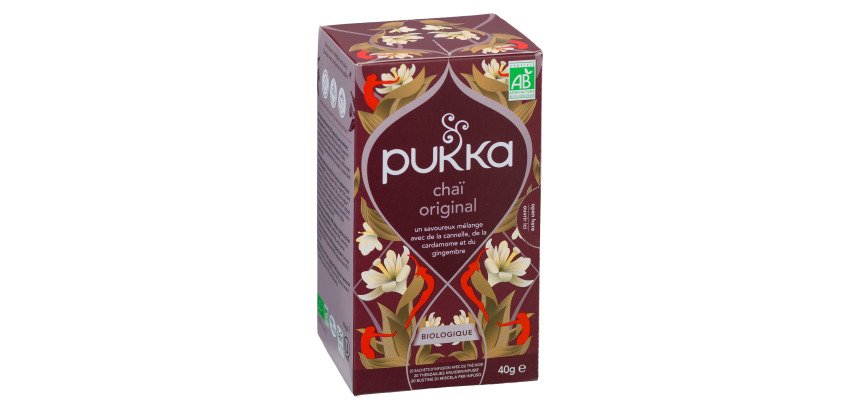 Thé noir Chai original Bio Pukka - Boîte de 20 sachets